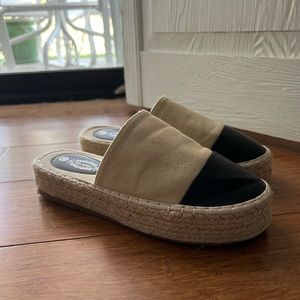 Bo'aime Shoes | Women's Canvas Slides | Color: Black/Cream | Size: 38